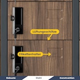 thumbnail of Schließfachschrank Spind PORTO - 33 Fächer, Etikettenhalter | Wertfachschrank Umkleideschrank Metall Kleiderspind, 185x90x45cm Anthrazit-Nussbaum