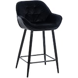 thumbnail of Décoshop26 - Tabouret de bar chaise haute x1 assise effet capitonnée en velours noir et métal noir 10_0004891