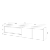 thumbnail of TV-Schrank, Lowboard, 212x50x35 cm, Für TV-Geräte bis zu 80", Elektrokamin XXL, LED, Dunkler Eiche und Schwarz