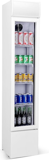 thumbnail of Kühlschrank STERLET | 1x Glastür + LED & Display | 105 Liter, HxBxT 188x36x42,2cm | -2/+10°C | Weiß | + CHEFGASTRO Geschirrtuch