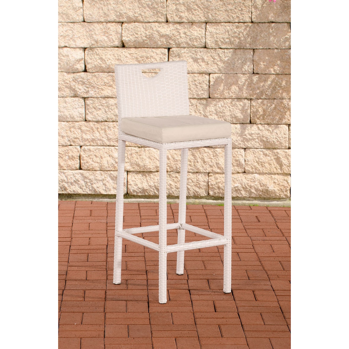 Polyrattan Garten Barhocker Mari cremeweiß/weiß