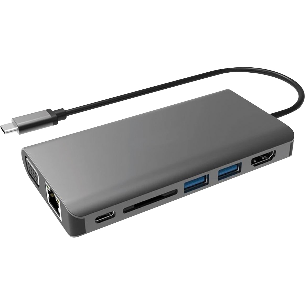 GENERIQUE Mini Dock USB-C HDMI-VGA-LAN-2 USB-A +SD+Audio USB-C PD 100W