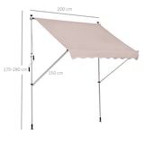 thumbnail of Outsunny Toldo Manual Retráctil 200x150 cm con Manivela de Aluminio Ángulo Ajustable Protección Solar para Terraza Balcón Jardín Patio Beige