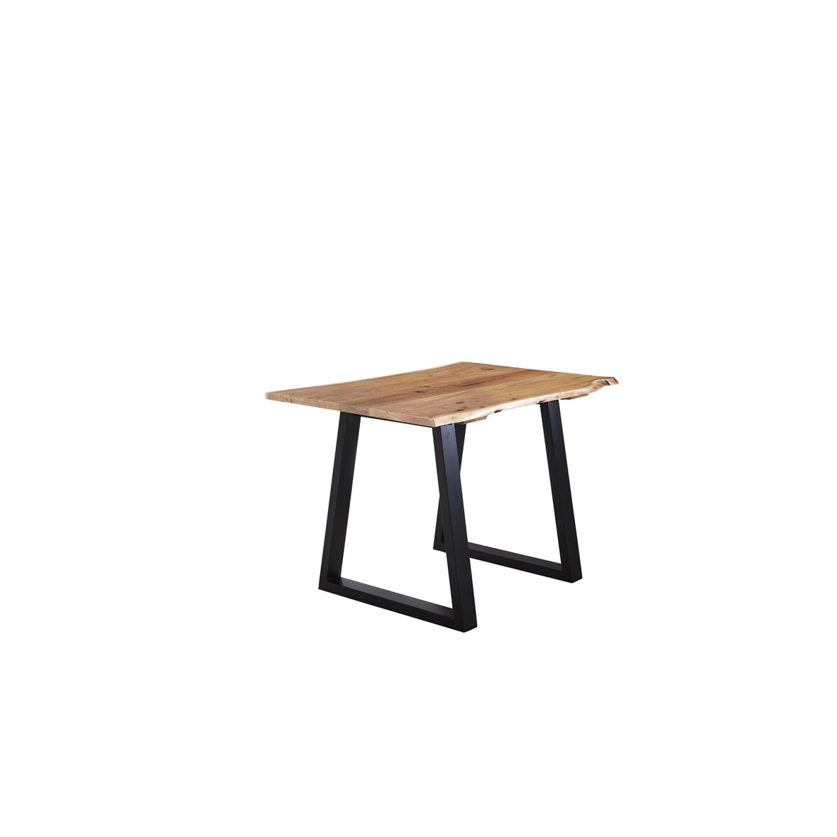 Esstisch Baumkante massiv Akazie natur 120 x 80 schwarz V-Gestell LUBIN