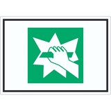 thumbnail of Notausgangsvorrichtung die nach Zerschlagen einer Scheibe zu erreichen ist Symbol Aufkleber A6 (105x148mm)