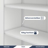 thumbnail of Aktenschrank abschließbar KADO - 5 Ebenen, Flügeltüren | Metallschrank Werkstatt Büroschrank aus Stahl Werkzeugschrank, 195x90x40cm Weiß