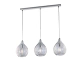 thumbnail of Diamante Calha em ferro branco e moldura cromada com cabos reguláveis ​​e difusores em vidro soprado transparente com dec. 3 efeitos de cristal de luz
