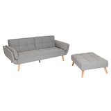 thumbnail of Schlafsofa HWC-K18 mit Ottomane, Couch Sofa Gästebett, Schlaffunktion 218x175cm ~ Stoff/Textil hellgrau