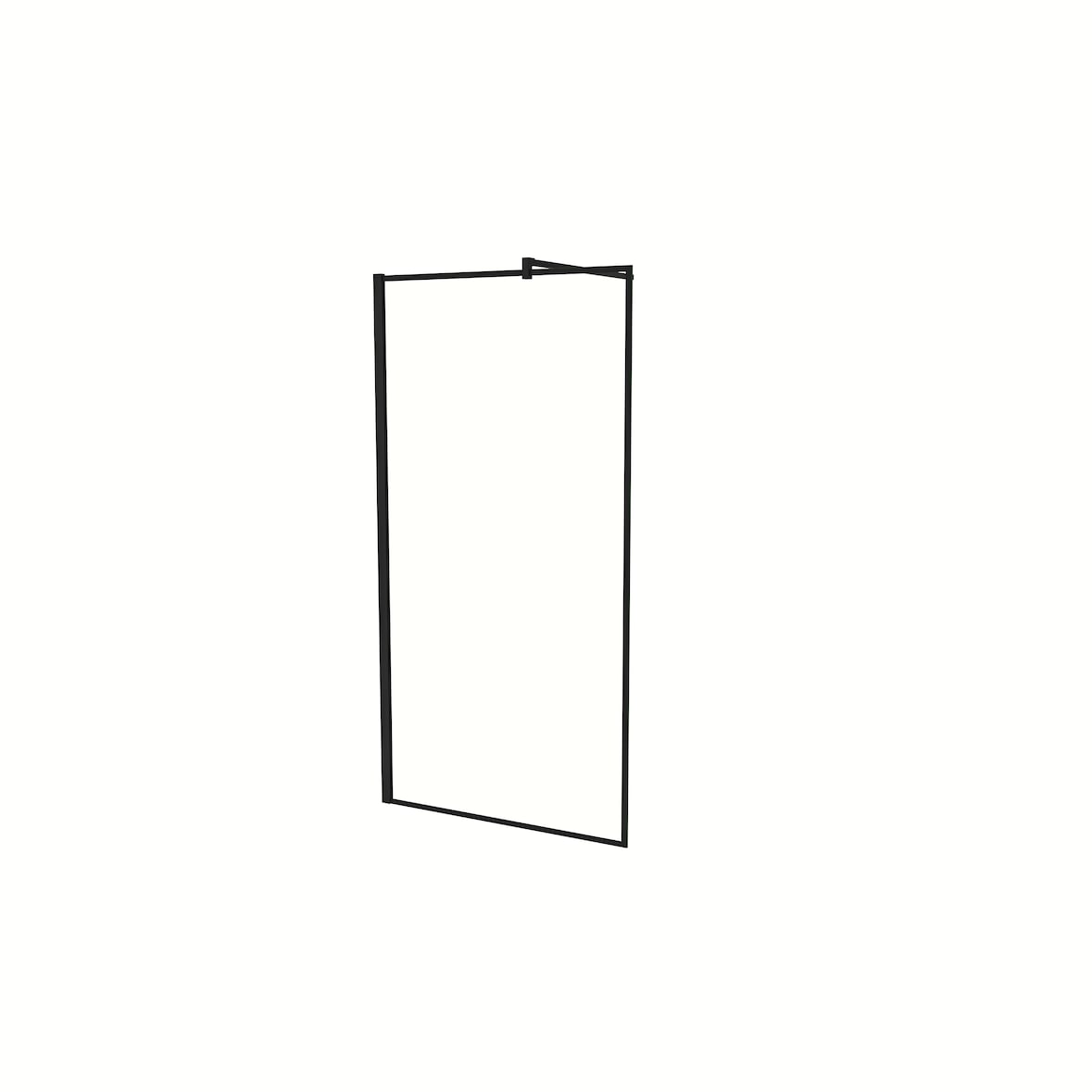 AICA Walkin Mampara Panel de ducha borde de serigrafía negra Vidrio Antical 8mm con Barra 140cm Perfil Negro Mate (118-120)x200cm