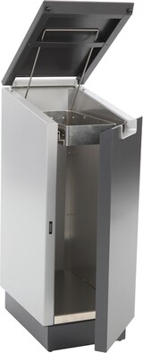 thumbnail of PROREGAL Feuersicherer Wertstoffsammler Connector Bin mit Hebedeckel | 55 Liter, HxBxT 81,6x30,3x45,2cm | Aluminium | Anthrazit / Grau