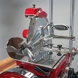 thumbnail of Berkel Volano B2 Rot, Schwungradmaschine – Wunderschöne Aufschnittmaschine + Fassholzbrett Unikat