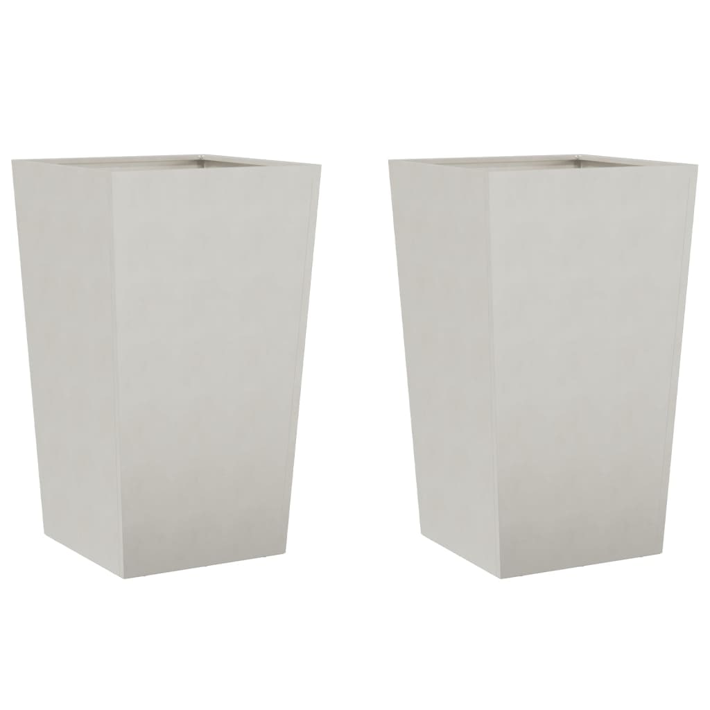 Helloshop26 - Jardineira elevada para plantas flores jardim terraços conjunto de 2 45 x 45 x 75 cm aço inoxidável cinza claro 02_0038983