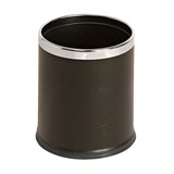 thumbnail of Ronde dubbelwandige papierbak lederlook - 10 ltr - zwart, chroom