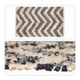 thumbnail of Relaxdays Läufer, Baumwolle & Jute, 50 x 80 cm, rutschfest, handgewebt, Teppich Flur, Küche, Zickzack, beige/schwarz