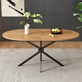 thumbnail of Esstisch oval 120x80x76  Natur MDF Tischplatte mit Metall Kreuzbeinen stabil und pflegeleicht für 4 bis 6 Personen modernes Design