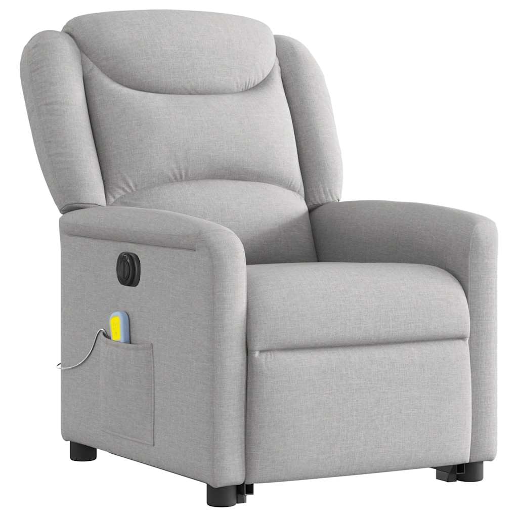 vidaXL Massagesessel mit Aufstehhilfe Elektrisch Wolkengrau Stoff