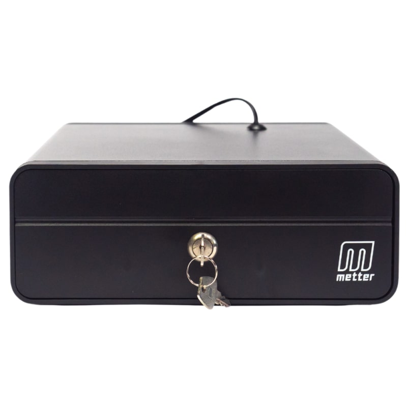 Cajón portamonedas Metter CX-240, mini, metálico, negro
