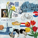 thumbnail of 20 Servietten Papier 33x33cm 3-lagig - hochwertige Einweg Papierservietten Frühlingsservietten Niederlande Party Tischdeko Tulpen Windmühle Blauweiß
