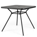 thumbnail of Helloshop26 - Mesa de jardín cuadrada 80 x 80 x 72,5 cm con orificio para sombrilla y estructura robusta de metal negro 20_0013990