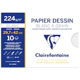 thumbnail of Clairefontaine 10x Gekörntes Zeichenpapier, Packung mit 10 Blatt A3, 224g, weiß - 96186C