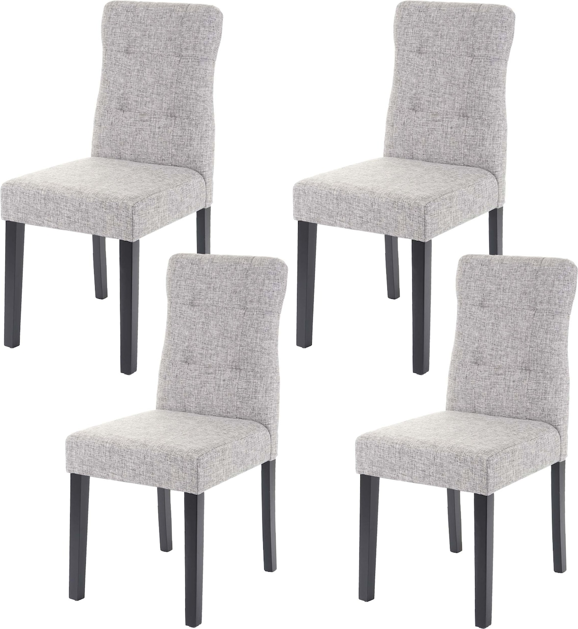 4er-Set Esszimmerstuhl HWC-E58, Stuhl Essstühle, MVG-zertifiziert ~ Stoff/Textil grau, dunkle Beine