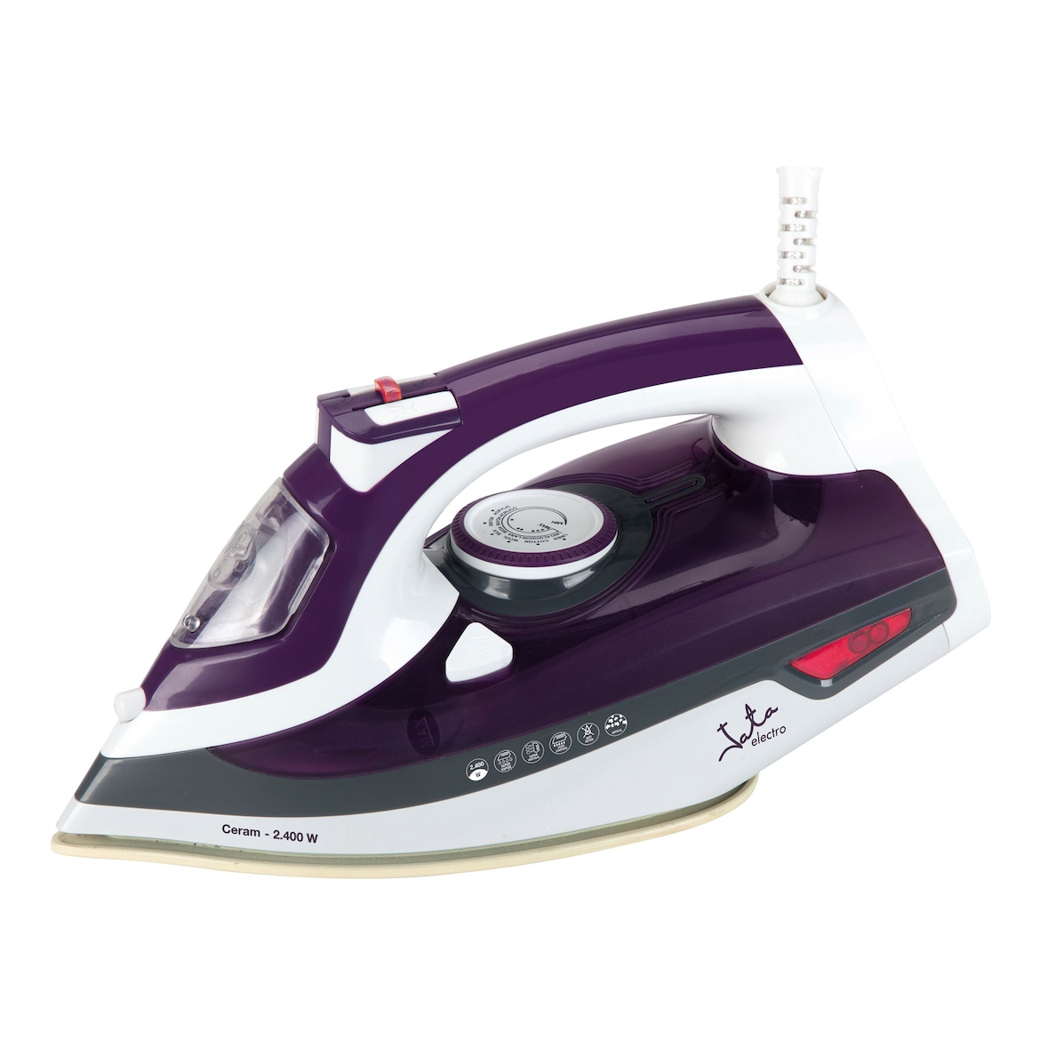 Plancha de vapor JATA PL221C con suela cerámica. Autolimpieza, antigoteo y antical. Golpe de vapor: 160 g. 2400 W. Depósito de agua de 350ml