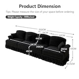 thumbnail of Sofa 4-Sitzer Mid-Century-Chenille Schwarz 350x83x93 cm mit abnehmbarem Rüschenschürze und komfortablen Sitz