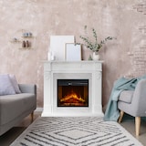 thumbnail of Chimenea eléctrica TRUMAN, chimenea de pie, efecto mármol blanco, L121 x P38 x H108