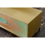 thumbnail of KAWOLA Lowboard LAGO TV-Board 4 Türen Glas grün Fuß Edelstahl goldfarben