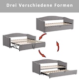 thumbnail of Ausziehbett 90x200 cm, erweiterbar auf 180x200 cm mit Lattenrost – Vielseitiges Polsterschlafsofa in Grau mit Samtbezug