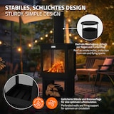 thumbnail of ML-Design Gartenkamin mit Schornstein 128x40 cm – eckiger Stahl-Terrassenofen mit Holzablage, Schürhaken und abnehmbarem Dach, ideal für Garten und