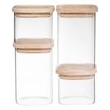 thumbnail of Ensemble de 4 bocaux en verre avec couvercles de couleur beige