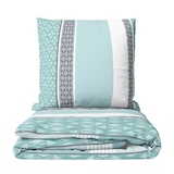 thumbnail of Bettwäsche 155x220 cm Set 100% Baumwolle Türkis Grau Weiß Streifen Rauten Design mit Reißverschluss