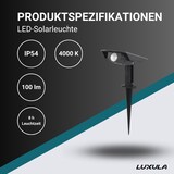thumbnail of LUXULA LED Solar-Gartenstrahler LXSO700110 100 lm neutralweiß schwarz IP54