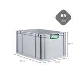 thumbnail of PROREGAL 5x Eurobox NextGen Color mit Scharnierdeckel & Verschlüssen | HxBxT 22x40x60cm | 65 Liter | Griffe grün geschlossen | Verstärkter Boden