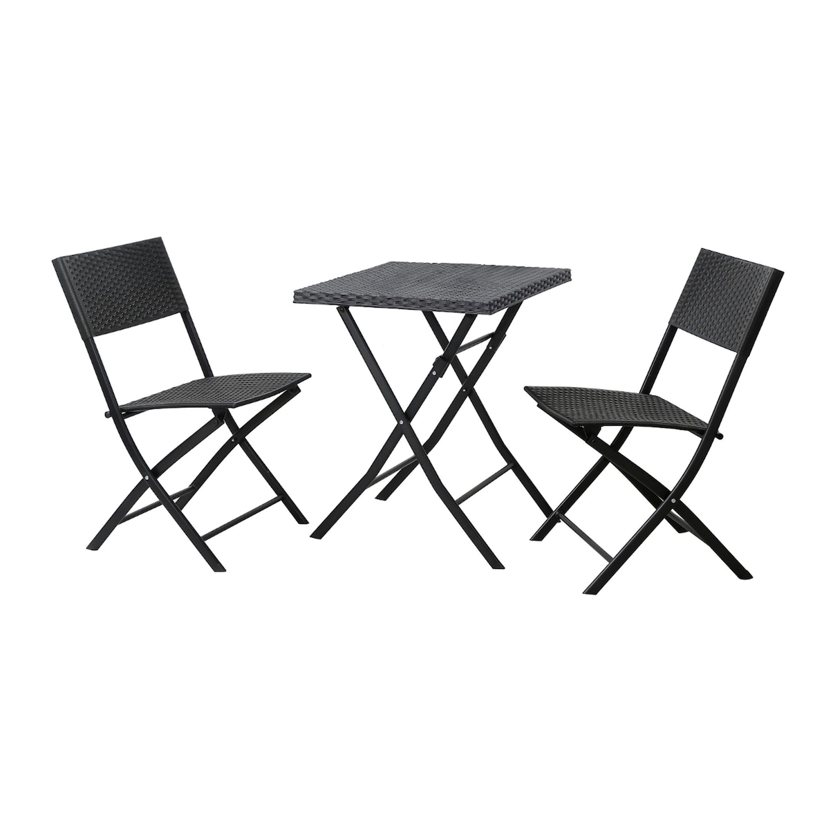 SVITA Polyrattan bistroset balkonset klapmeubel stoel tafel tuinmeubel zwart