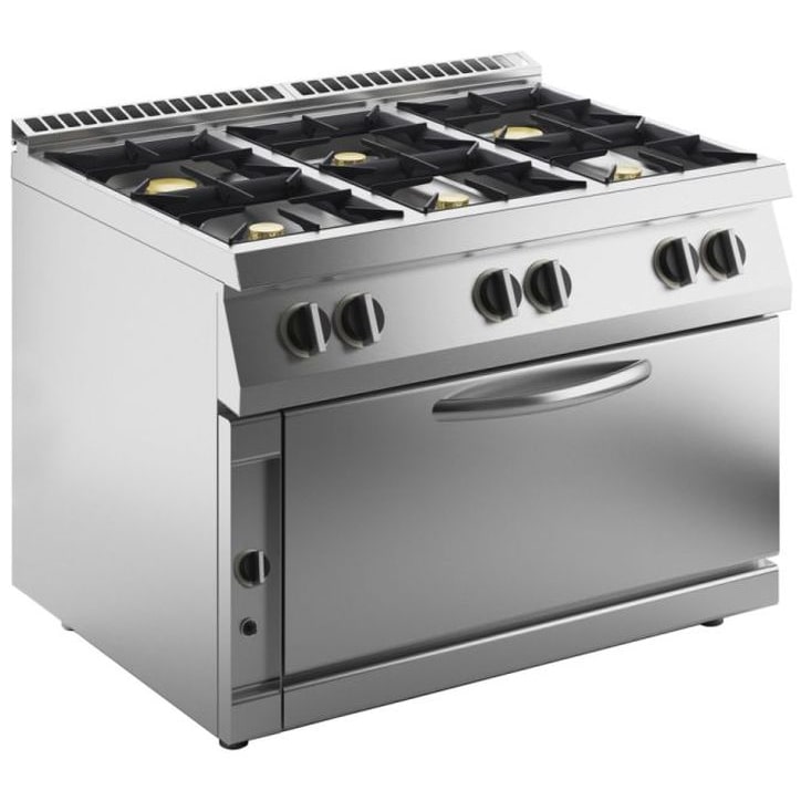 KBS Gasherd 6 Brenner mit Jumbo Gas Ofen 6x 6 kW 1200x730x900 mm Piezozündung