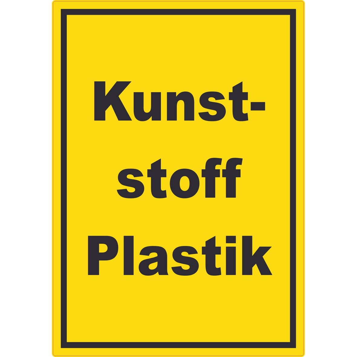 Kunststoff Plastik Mülltrennung Aufkleber mit Text A3 (297x420mm)