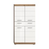 thumbnail of Wave Badschrank 4 Türen, 1 Schublade Weiß hochglanz, Eiche Dekor.