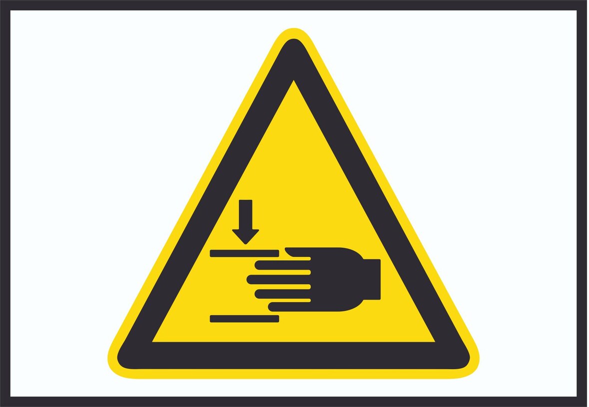 Achtung Handverletzungen Symbol A6 Rückseite selbstklebend Schild