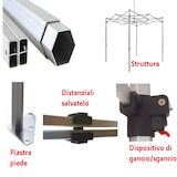 thumbnail of Gazebo 3x3 m bianco pieghevole alluminio piantone esagonale 45mm con laterali