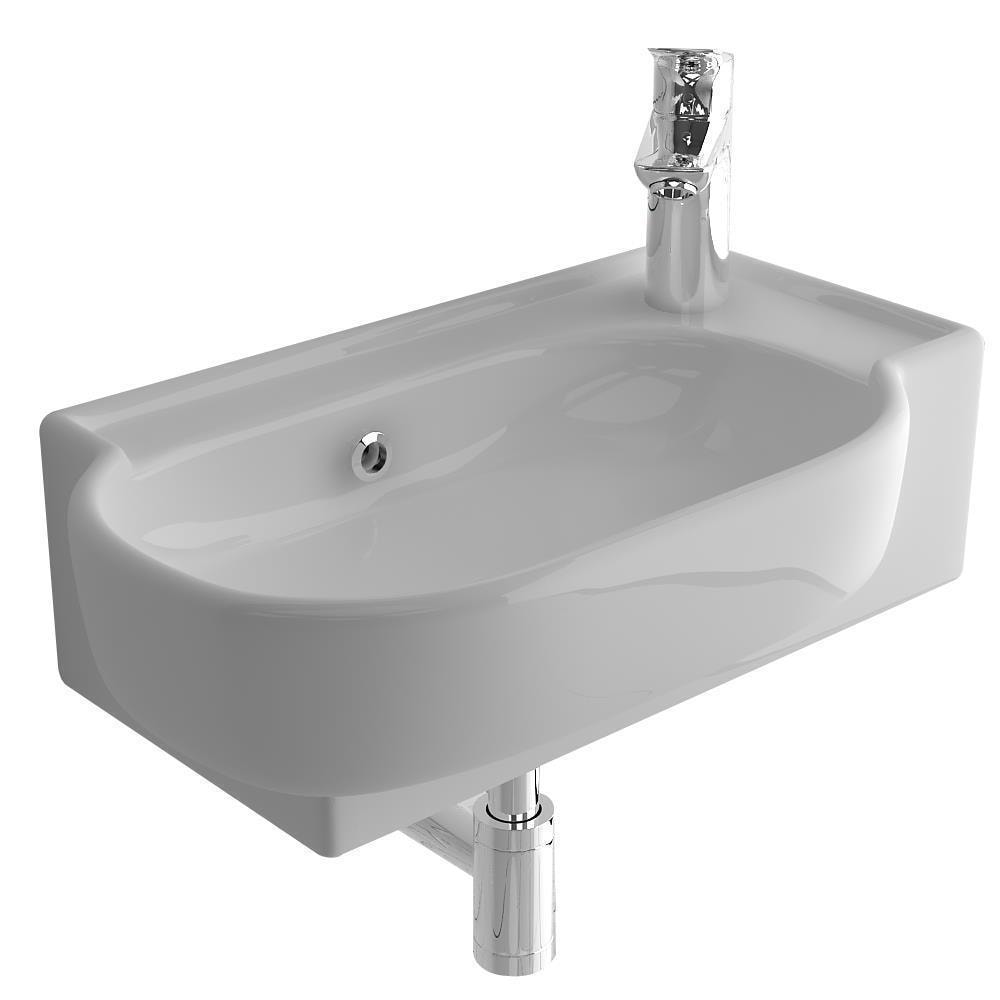 Design Mini Waschbecken Keramik Handwaschbecken 45 cm breit Gäste-WC Lösung Zeitloses Design