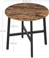 thumbnail of Helloshop26 - Runder Ess-/Küchentisch für Wohnzimmer/Büro 80 x 75 cm Industriestil braun 12_0007437
