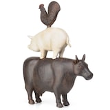 thumbnail of Moritz Deko-Figur Kuh Schwein und Hahn stehen aufeinander aus Polyresin Dekorations Idee Standdeko Tierwelt Statue Skulptur