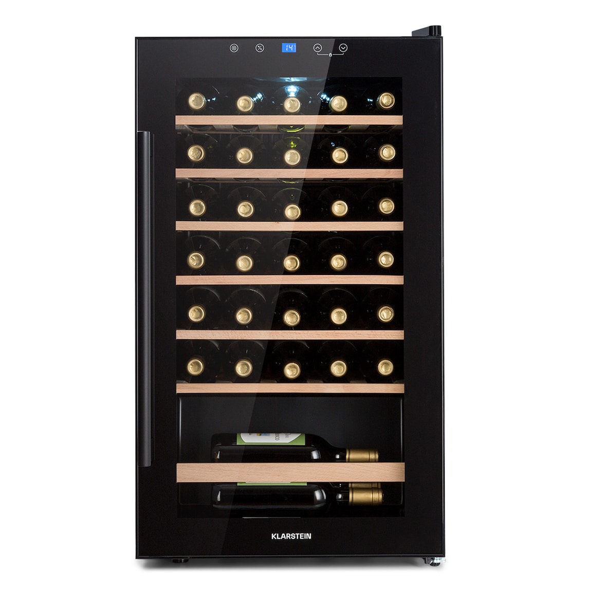 Klarstein Barossa 32 Uno Weinkühlschrank 1 Zone 95 Liter / 36 Flaschen Touch-Display Schwarz