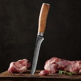 thumbnail of Wakoli Damast Ausbeinmesser I 16cm Klinge I Olivenholzgriff und Hammerschlag