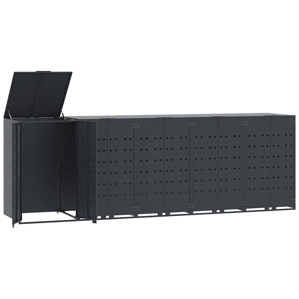 Mülltonnenbox GORILO für 5 Tonnen Anthrazit 345x79x117 cm Stahl | Mülltonnenverkleidung 5er Mülltonnenhaus