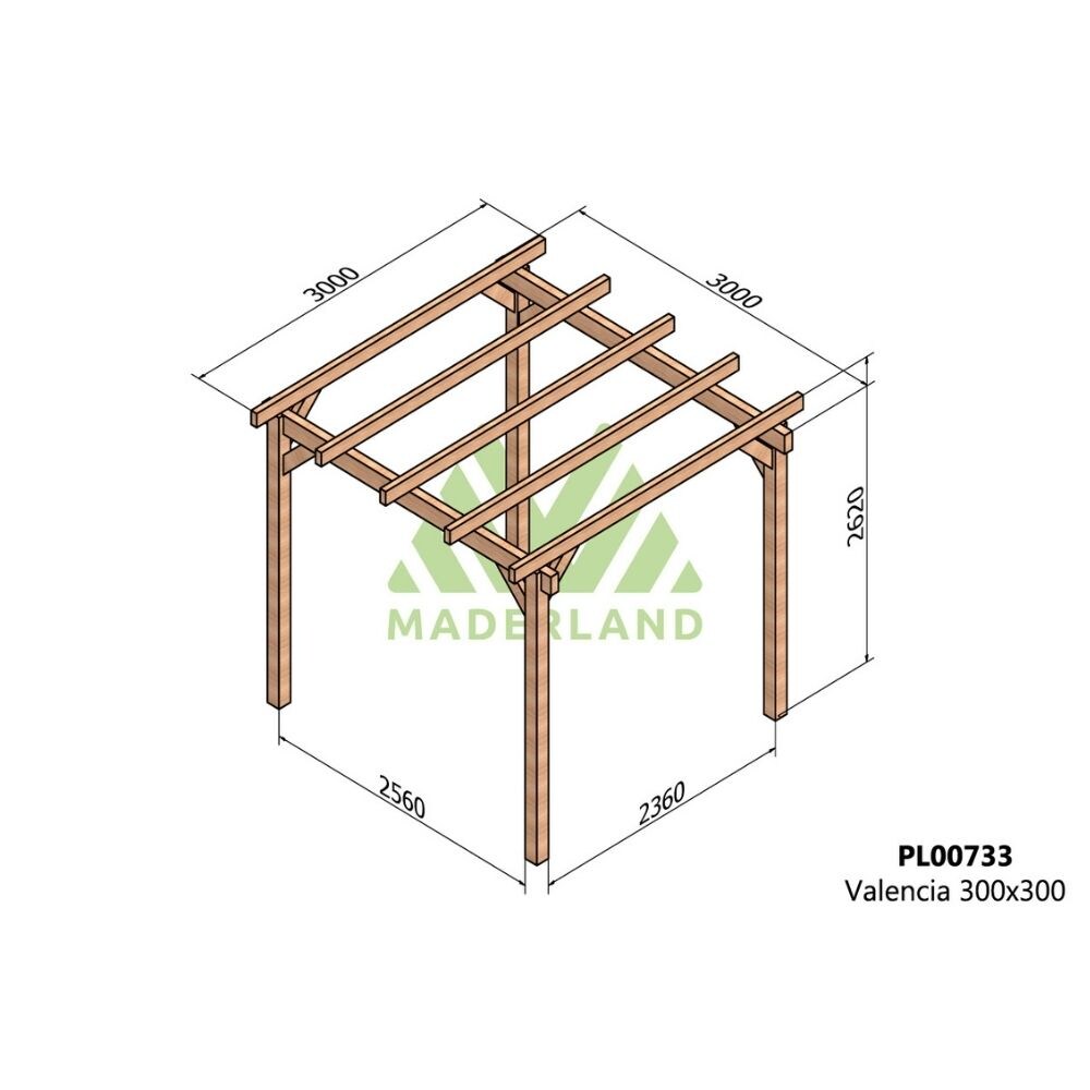 Pérgola de Madera Laminada Valencia (Maderland) - Gardeneas