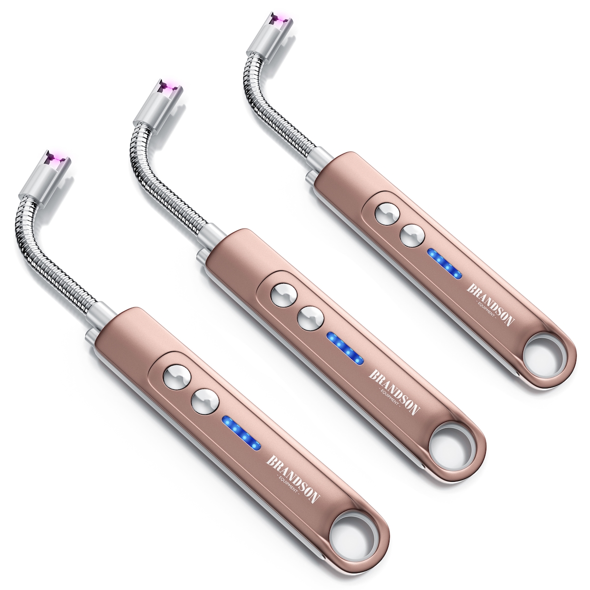 Brandson 3x Feuerzeug elektrisch, Lichtbogen Stabfeuerzeug USB aufladbar, Kerzenanzünder für Küche, Kerzen, Gasherde, Grill, Kamin
