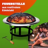 thumbnail of GARDEBRUK® Feuerschale mit Funkenschutz Schürhaken Edelstahl Ø75cm Feuerstelle Feuerkorb Terrassenofen Grill Garten